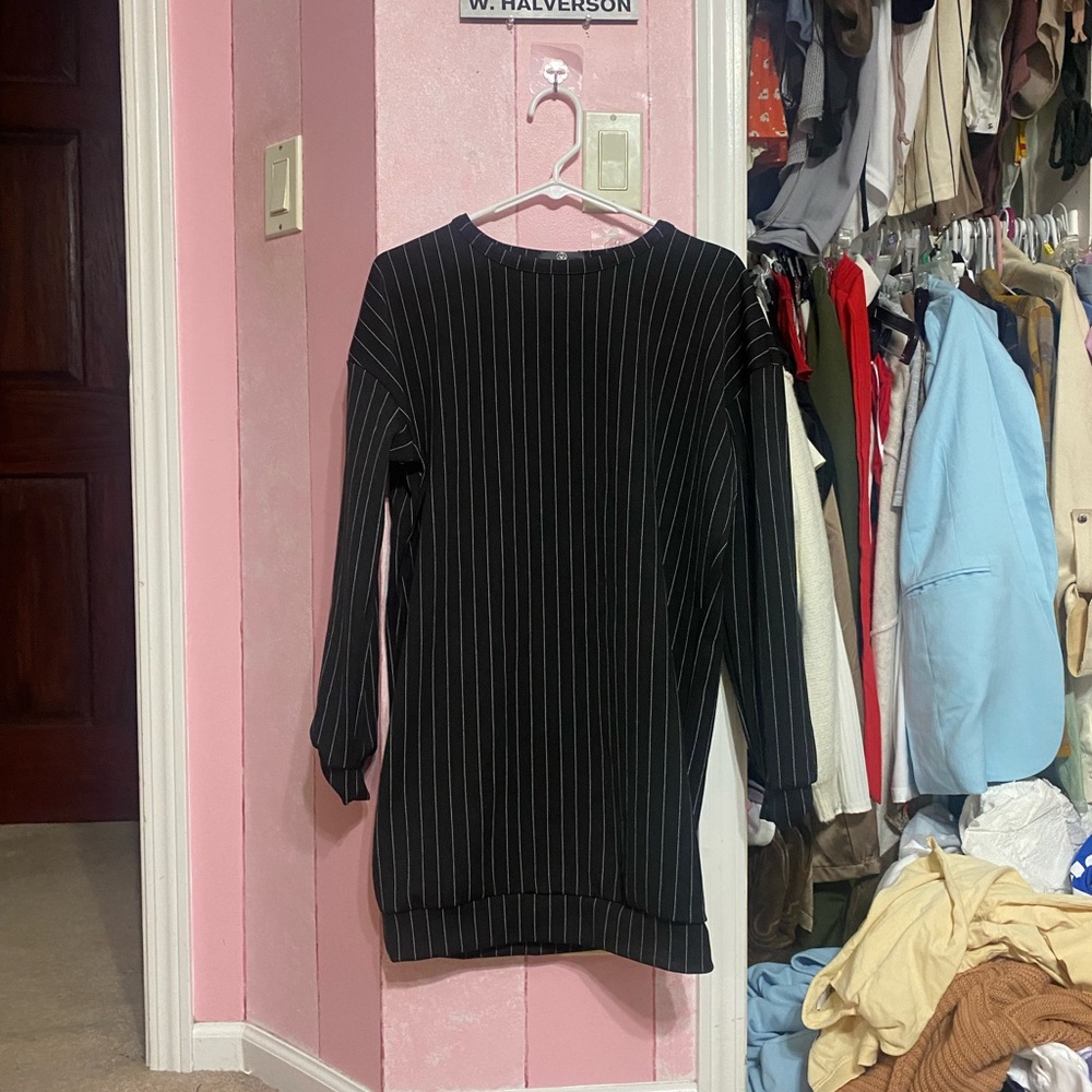 Pinstripe sweater dress